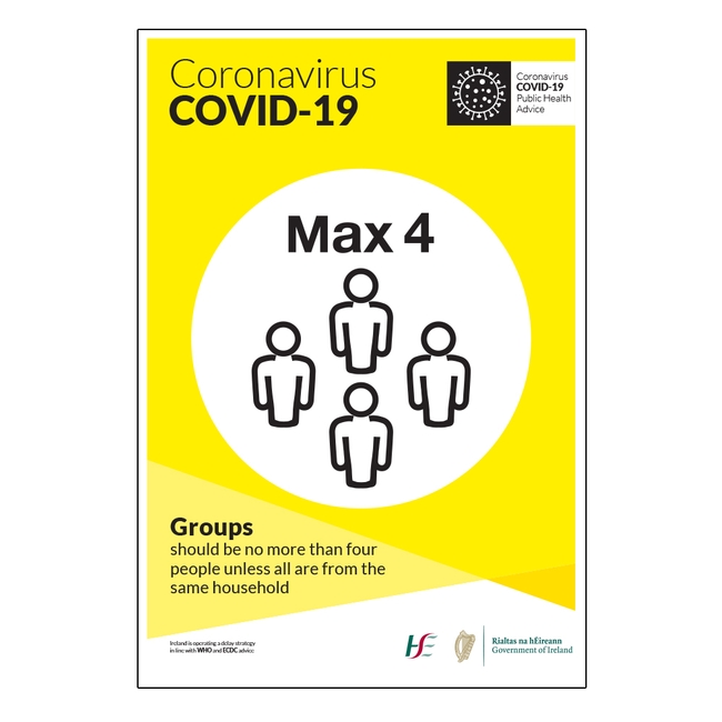 COVID 19 Max 4 Groups HSE Sign Coronavirus Business Signs